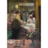 Leslie Cole (British 1910-1976), Figures in a tearoom