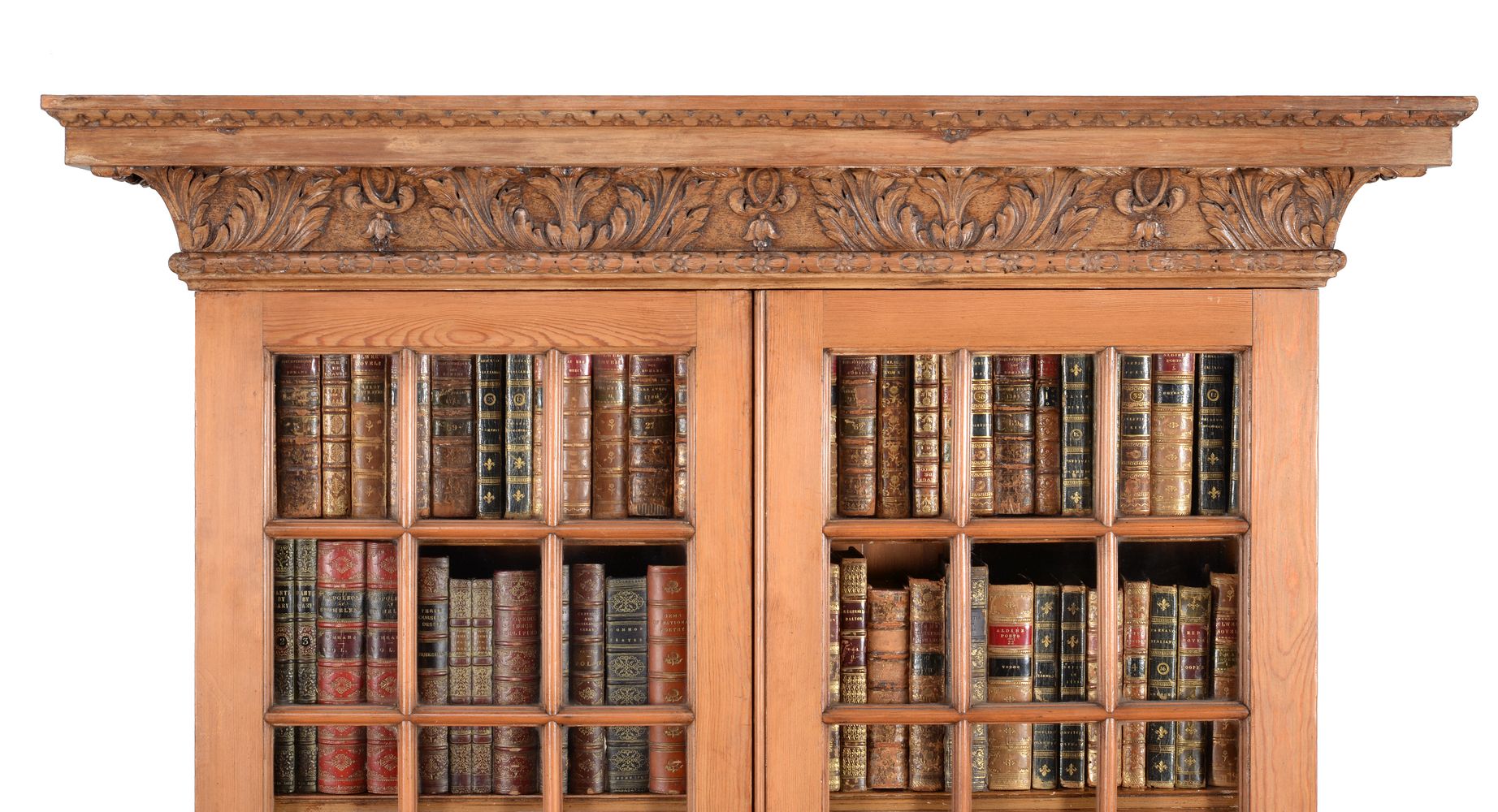 A pair of pine bookcases, in early 18th century style, 20th century, of Pepysian form - Image 4 of 6