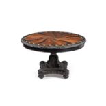 ϒ A Ceylonese ebony and specimen wood inlaid circular centre table