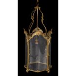A gilt metal and glazed hall lantern, in George III style, circa 1900