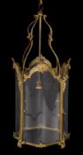 A gilt metal and glazed hall lantern, in George III style, circa 1900