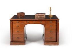 A William IV mahogany partners pedestal desk, , by Gillows, circa 1835, stamped 'GILLOWS LANCASTER'