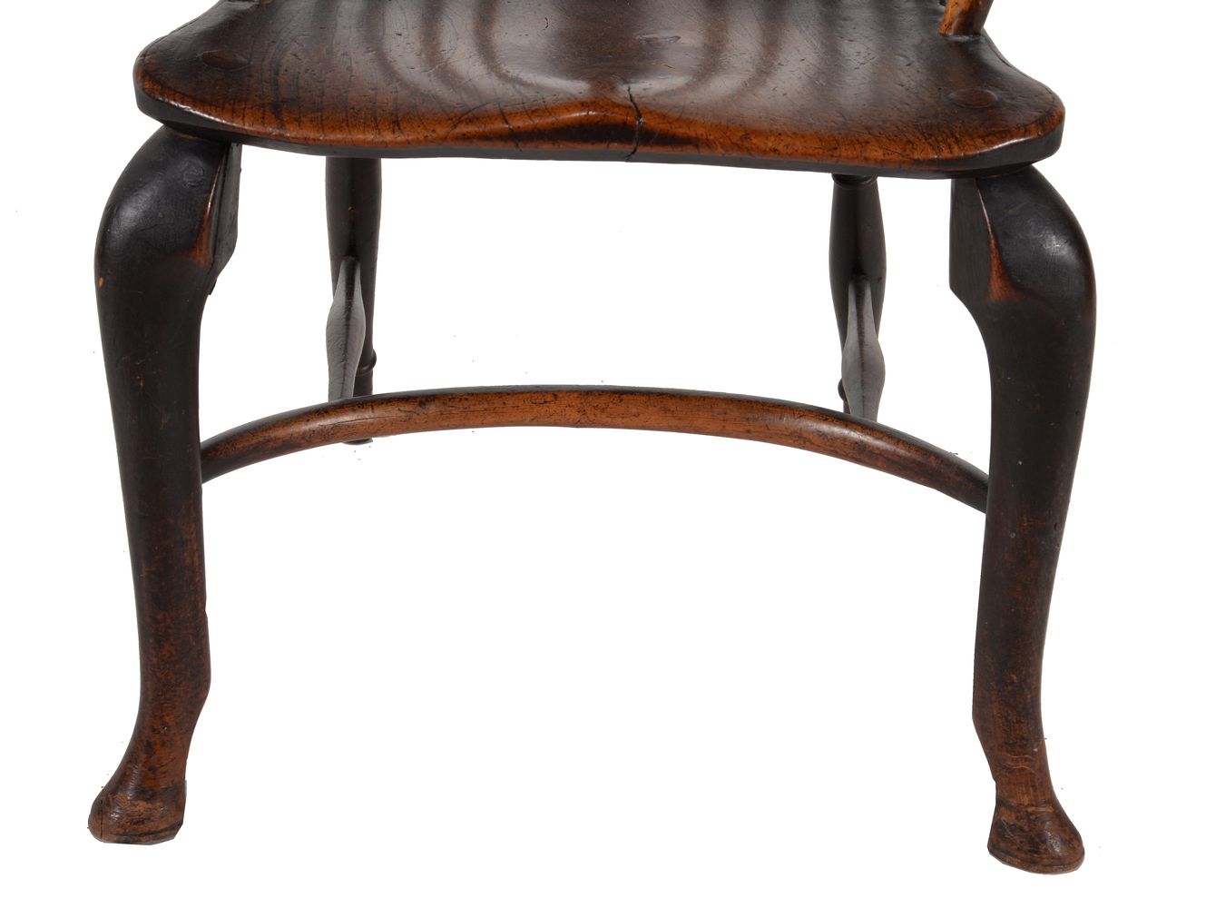 A George II elm, ash and walnut 'comb' back Windsor armchair, mid-18th century - Image 4 of 4