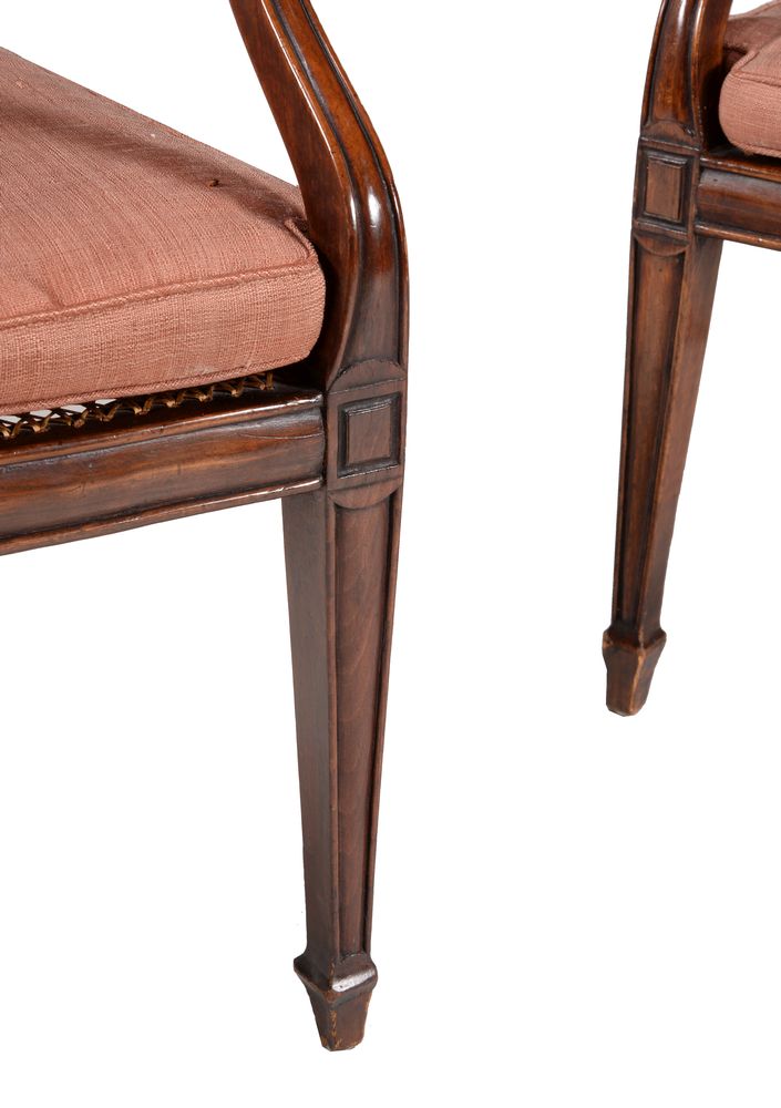 A set of six George III beech bergere armchairs, circa 1810, in the manner of Gillows - Image 3 of 7