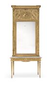 A Swedish giltwood and gilt composition mirror and console table, in late 18th century style, late 1