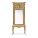 A Swedish giltwood and gilt composition mirror and console table, in late 18th century style, late 1