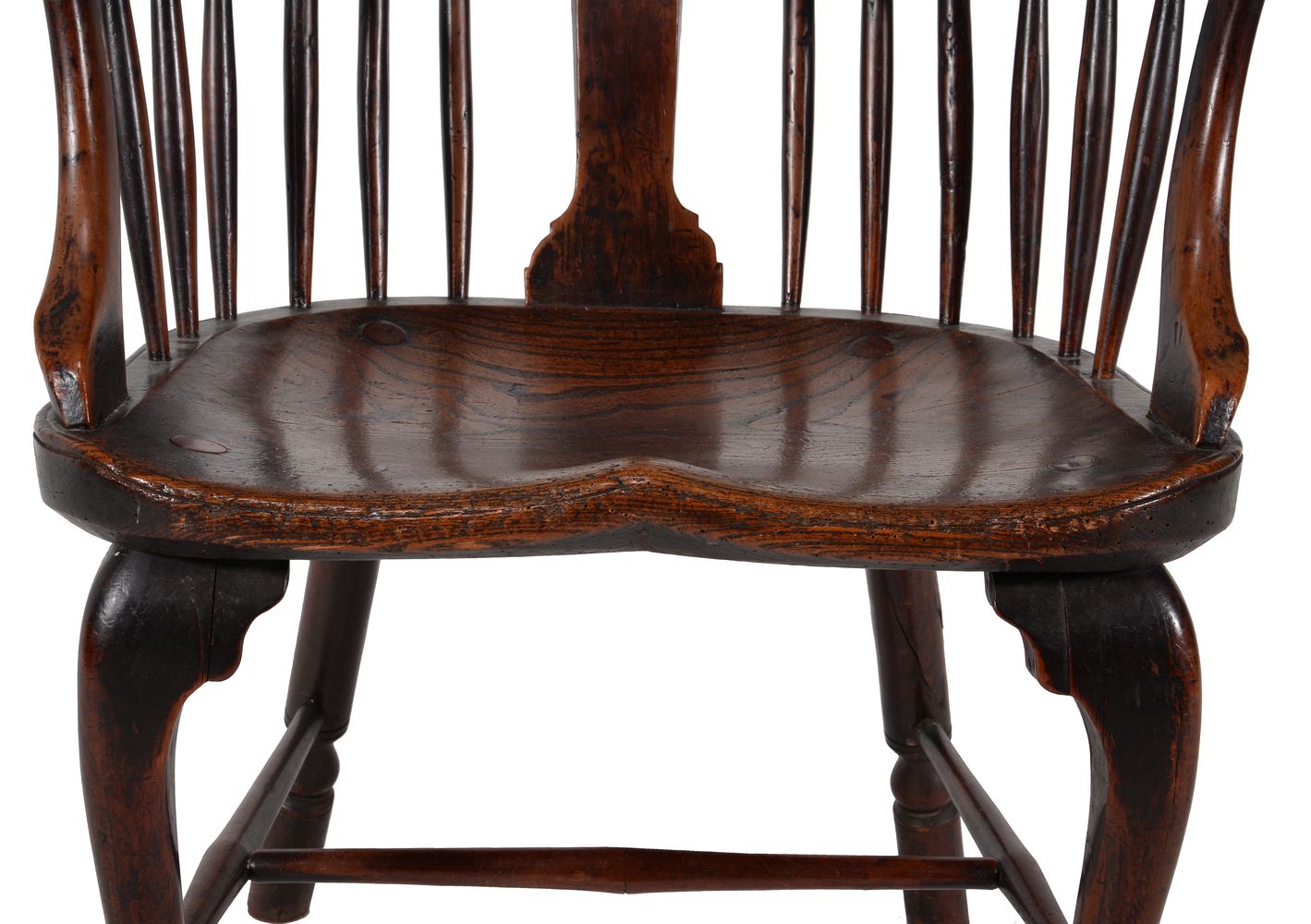 A George II elm and yew 'comb' back Windsor armchair, mid-18th century - Image 2 of 4