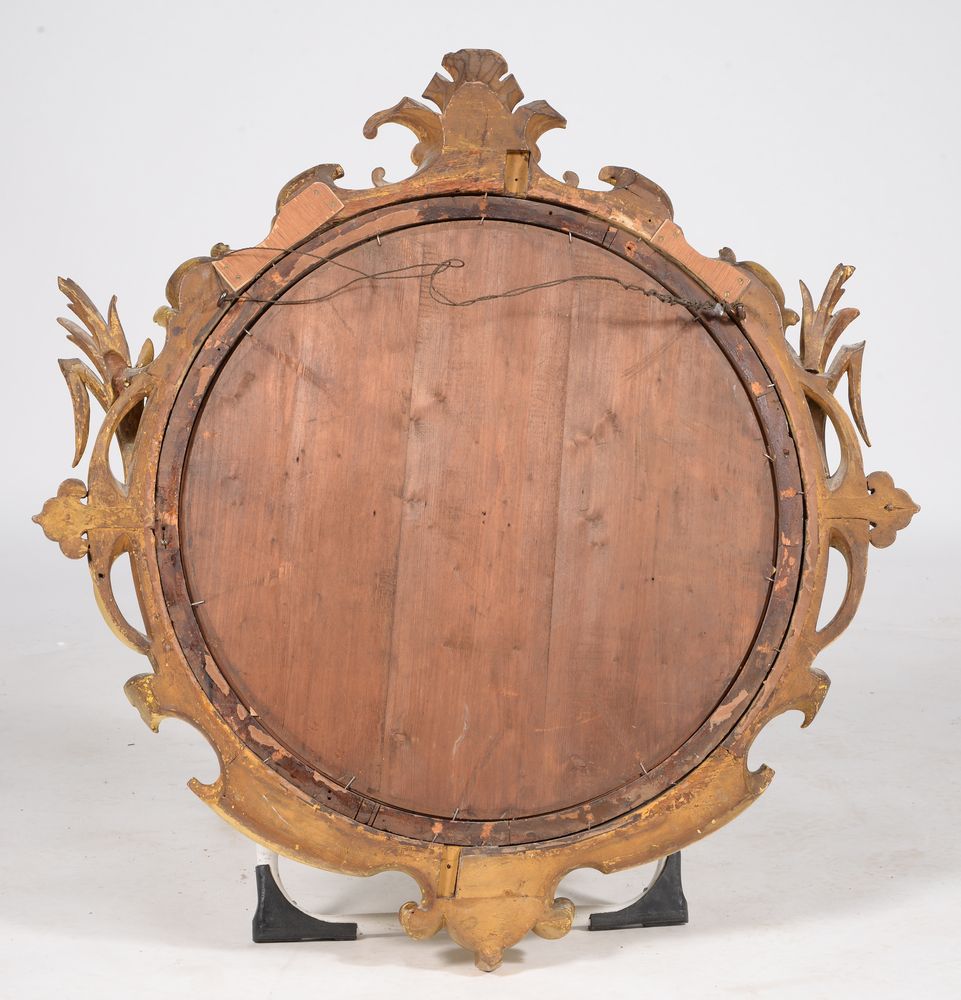 A Victorian giltwood circular wall mirror, in late 18th century style, circa 1860 - Image 4 of 4