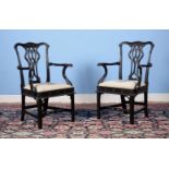 A pair of George III Irish mahogany armchairs, circa 1780