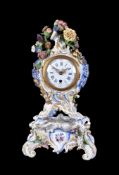 A Meissen (punkt) flower-encrusted clock case and stand, circa 1770