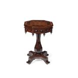 ϒ A William IV rosewood and birds eye maple pedestal games table, circa 1835