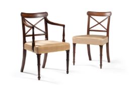 A set of eighteen mahogany dining chairs, twelve of the chairs being George III period, circa 1790
