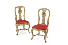 A pair of Genoese cream and polychrome painted chairs, circa 1770