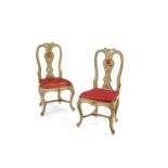 A pair of Genoese cream and polychrome painted chairs, circa 1770