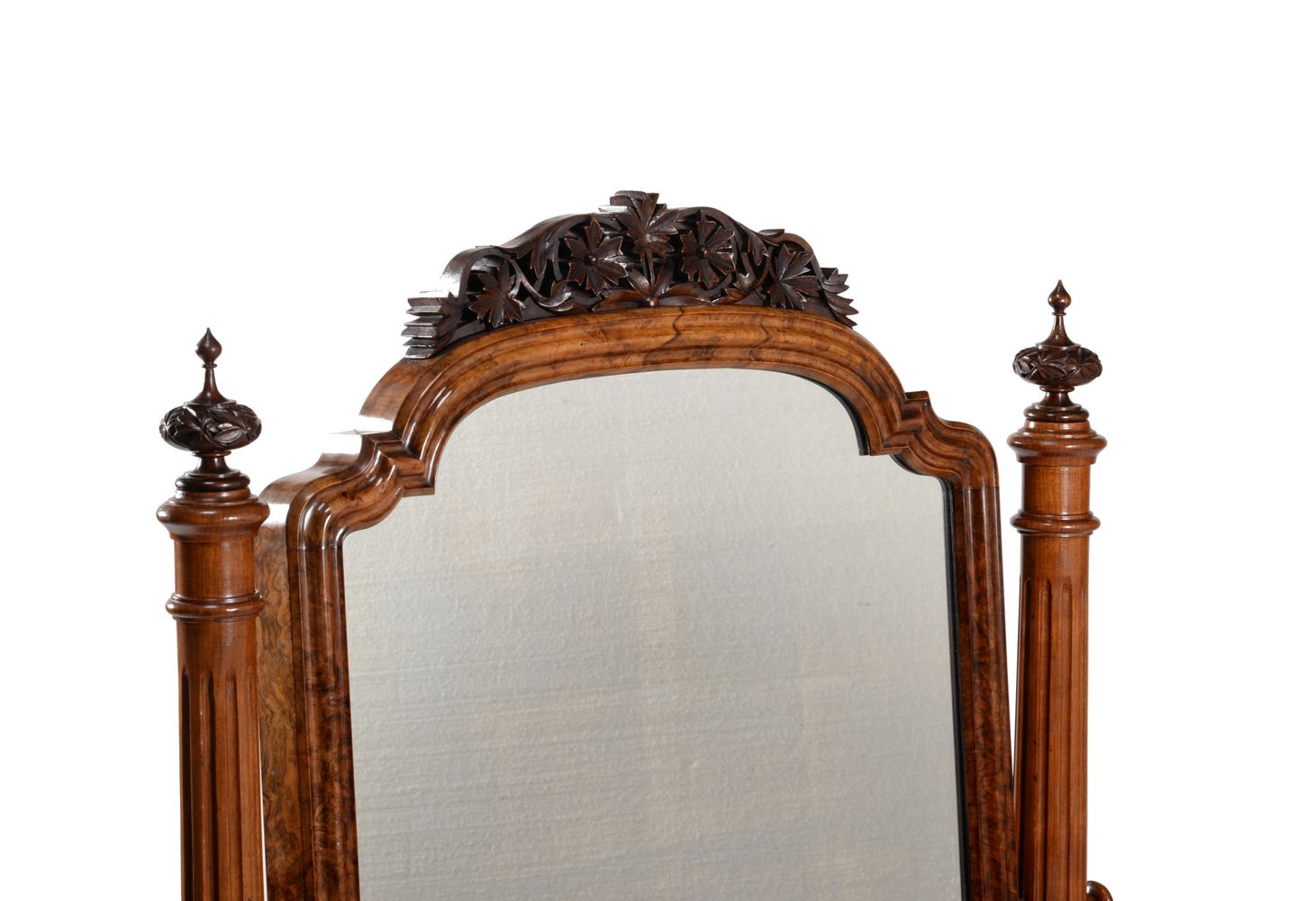 A Victorian walnut and burr walnut double sided cheval mirror, circa 1870 - Image 2 of 2