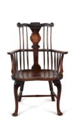 A George II elm and yew 'comb' back Windsor armchair, mid-18th century