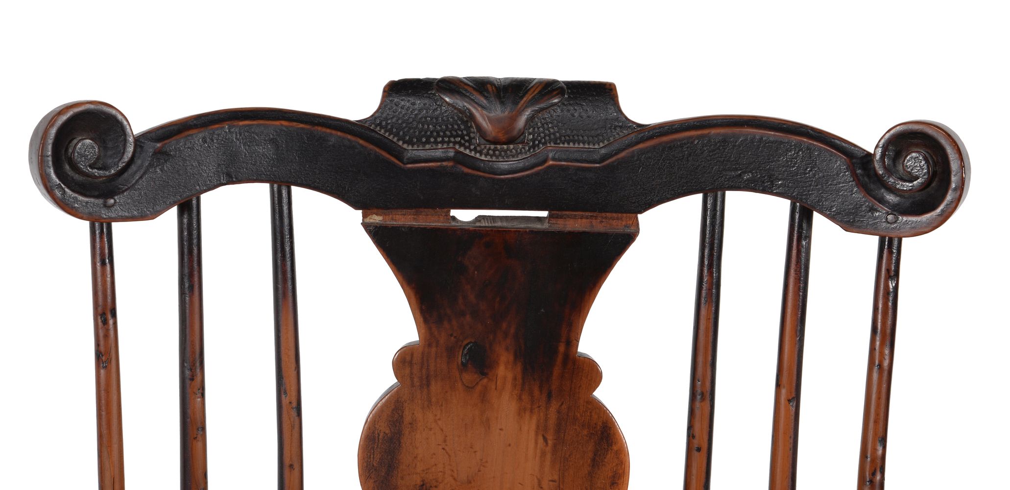 A George II elm and yew 'comb' back Windsor armchair, mid-18th century - Image 4 of 4