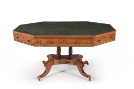 † A Regency mahogany and gilt metal mounted octagonal library table, circa 1815