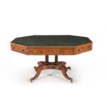 † A Regency mahogany and gilt metal mounted octagonal library table, circa 1815