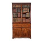 A George III mahogany and inlaid secretaire bookcase, circa 1780