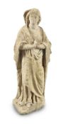 An English or French carved limestone model of a Saint, probably 16th century