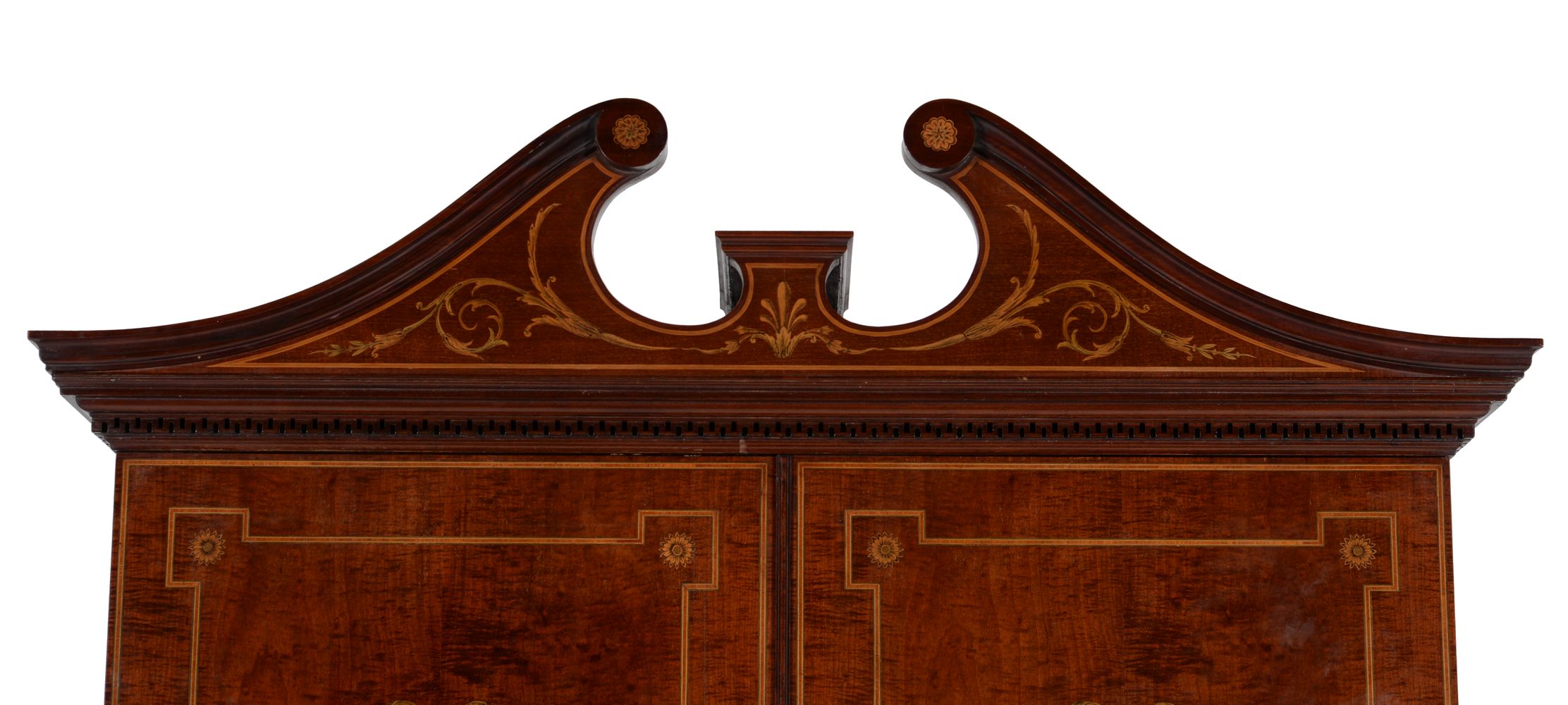 A George III mahogany and marquetry inlaid bureau bookcase, circa 1800 - Image 8 of 8