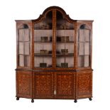 A Dutch mahogany and marquetry inlaid display cabinet, second half 19th century