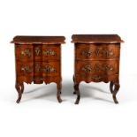 A matched pair of Continental walnut commodes, late 18th/early 19th century