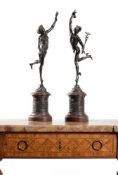 After Jean de Boulogne, known as Giambologna, (1529 - 1608), a pair of patinated bronze models of Me