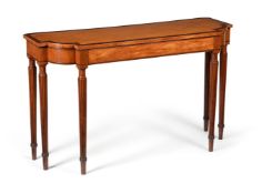 A Regency satinwood and mahogany crossbanded side or serving table