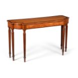 A Regency satinwood and mahogany crossbanded side or serving table