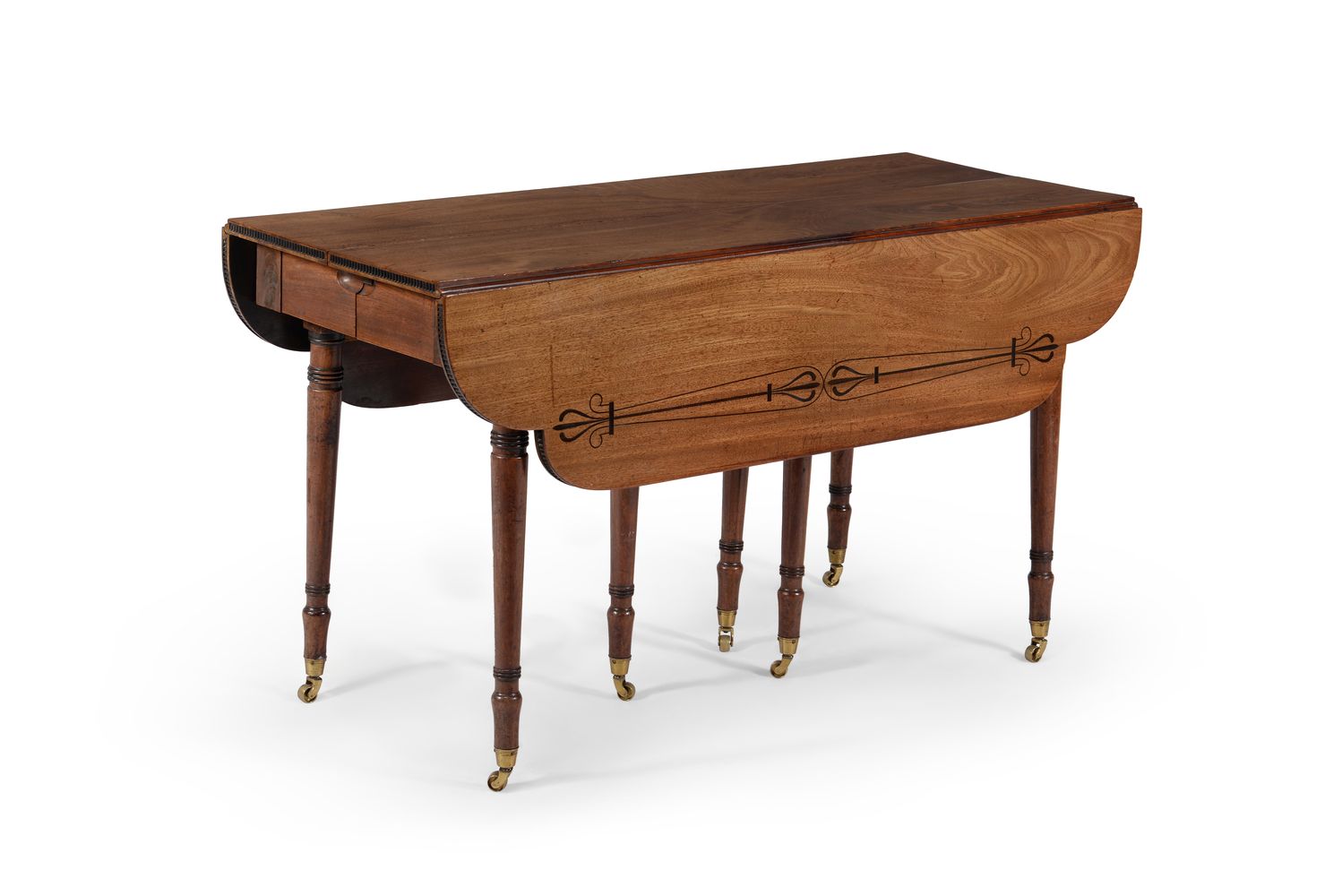 ϒ A Regency mahogany and ebony inlaid concertina action extending dining table, circa 1815 - Image 3 of 10