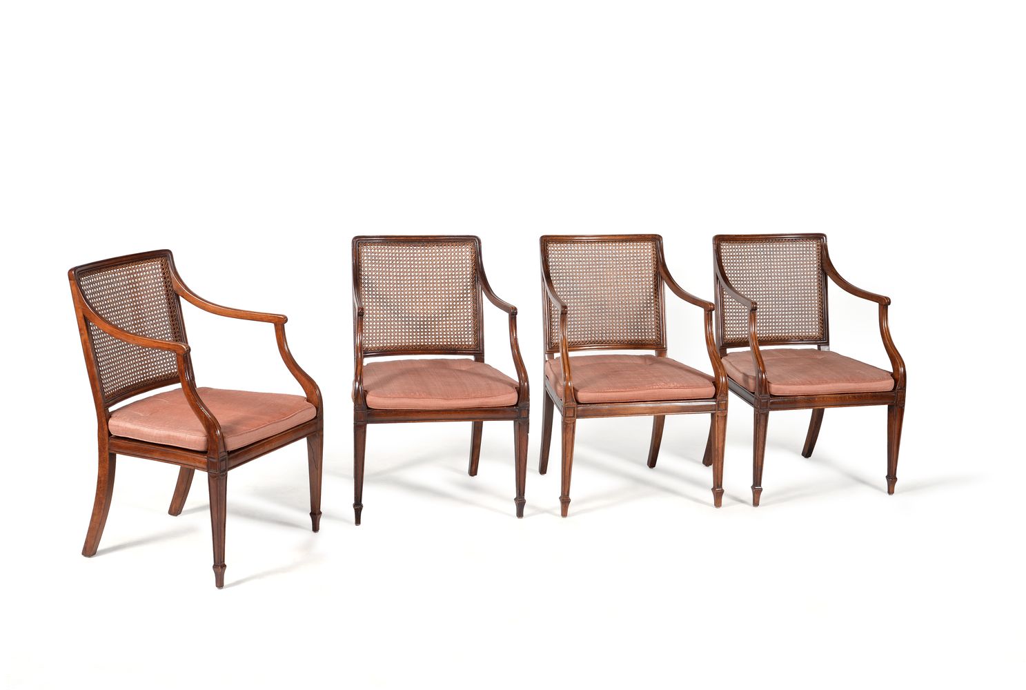 A set of six George III beech bergere armchairs, circa 1810, in the manner of Gillows - Image 2 of 7