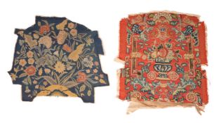 Five various needlework seat covers