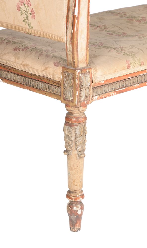 A George III cream painted and parcel gilt window seat, circa 1780 - Image 3 of 3