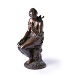 Manner of Cesare Lapini (Italian, 1848 - after 1893)a Continental patinated bronze model of a maiden