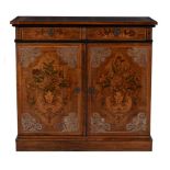 ϒ A rosewood, bird's eye maple, marquetry, and pewter inlaid side cabinet, mid 19th century