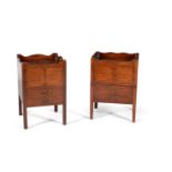 A matched pair of George III mahogany and inlaid night commodes, circa 1780