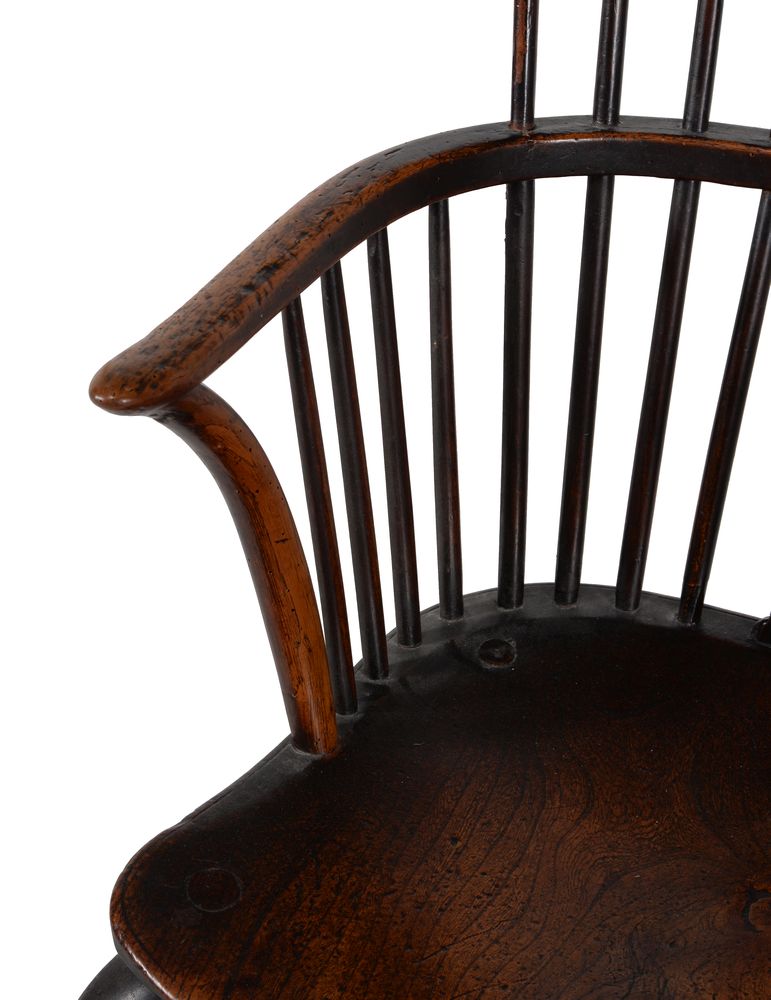 A George II elm, ash and walnut 'comb' back Windsor armchair, mid-18th century - Image 2 of 4