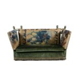 A velvet and verdure tapestry upholstered knole sofa