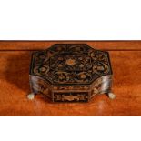 A Regency penwork decorated work box or jewellery box, circa 1815