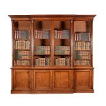 A Victorian mahogany breakfront library bookcase, circa 1870