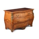 A matched pair of George III sycamore, partridgewood and tulipwood banded serpentine commodes, circa