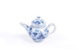 A Lowestoft small blue and white bullet-shaped 'toy' teapot and cover, circa 1765