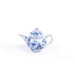 A Lowestoft small blue and white bullet-shaped 'toy' teapot and cover, circa 1765