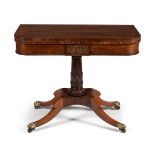 ϒ A Regency rosewood and brass marquetry folding card table, circa 1815