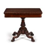 ϒ A George IV rosewood folding card table, by Johnston & Jeanes, circa 1825