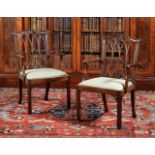 A pair of mahogany armchairs, , 19th century, in Gothic revival taste