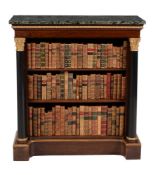 A pair of Regency parcel gilt and rosewood open bookcases, circa 1815