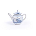 A Plymouth porcelain blue and white chinoiserie small teapot and cover, circa 1768-70